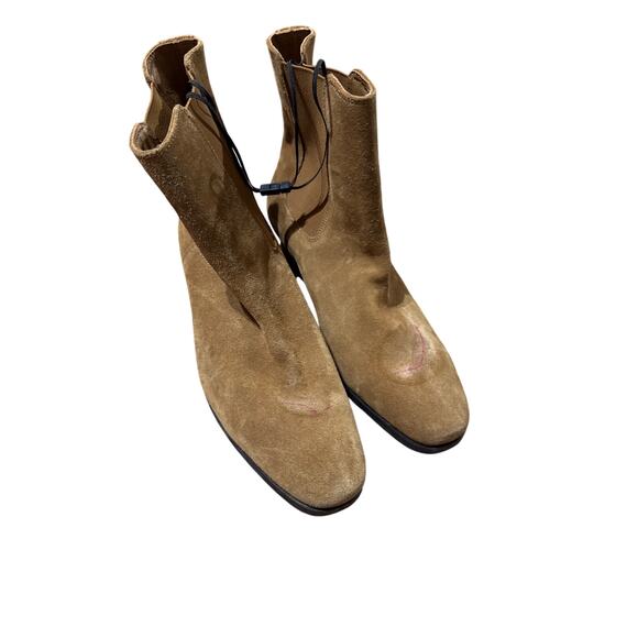Brand New with Defect Express Women Size 9 Brown Tan Leather Ankle Boots Booties - Picture 6 of 9